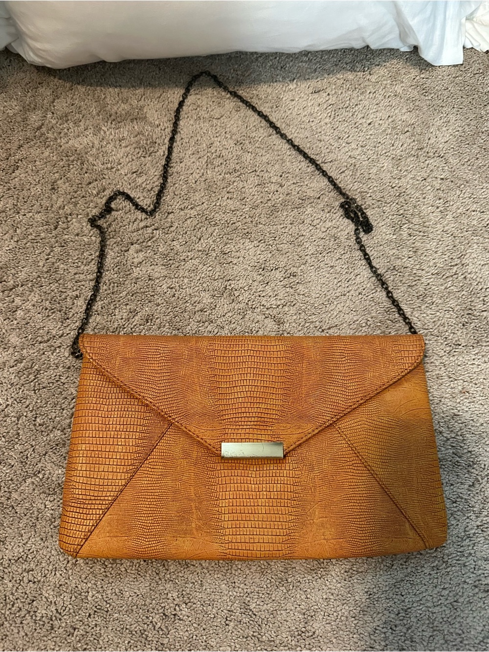 Urban Expressions Orange Textured Envelope Clutch / Crossbody